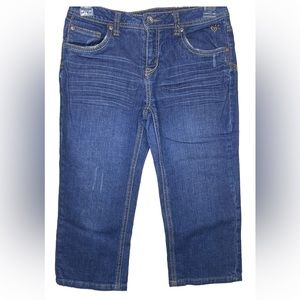 I Love Justice Jeans Simply Low Capri Juniors 14R Blue Distressed Pockets